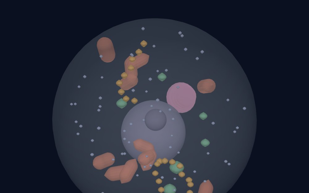 Cell Structure in mojulo's live world — A cell as a set of rooms, not a bag of soup: click through the organelles of an animal or plant cell suspended in translucent cytoplasm, each with its role on the label.