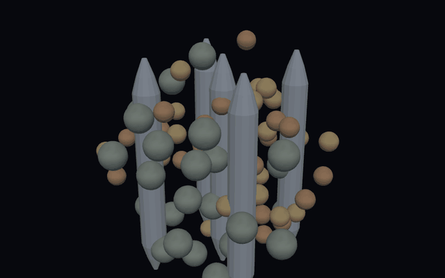 The camera orbits the reactor core, passing between the control rods and the fuel lattice
